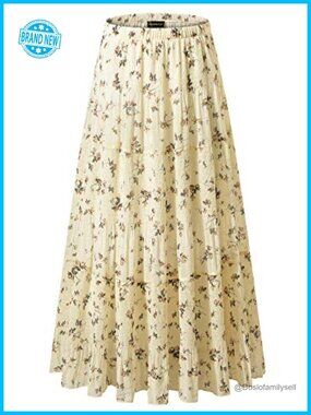 Women's Chiffon High Waist Pleated A-Line Maxi Skirt Flowy